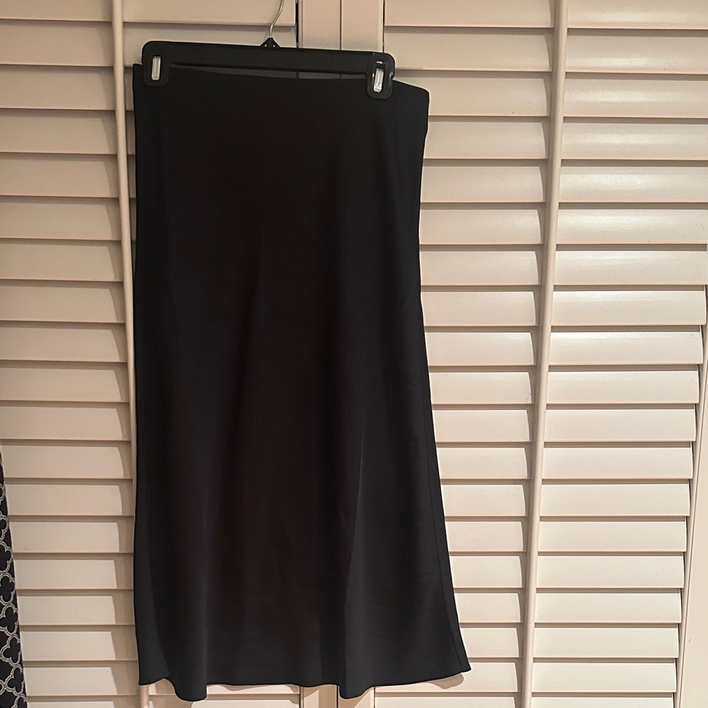 J. Crew Classic satin Black Midi Skirt